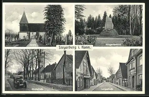 AK Steyerberg i. Hann., Kirche, Kriegerdenkmal, Kirchstrasse, Langestrasse