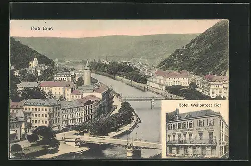 AK Bad Ems, Hotel Weilburger Hof, Teilansicht