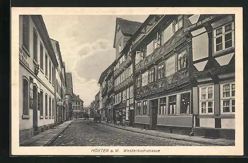 AK Höxter a. W., Westerbachstrasse mit Geschäften