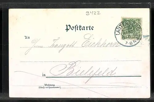 Vorläufer-Lithographie Lauterberg im Harz, Wiesenbeekerteich mit Hotel, 1894