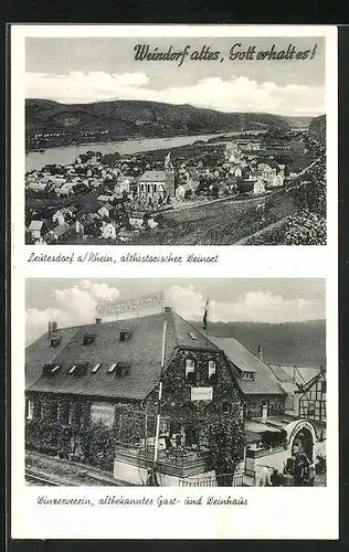 AK Leutesdorf a. Rhein, Gast- und Weinhaus Winzerverein, Ortsansicht