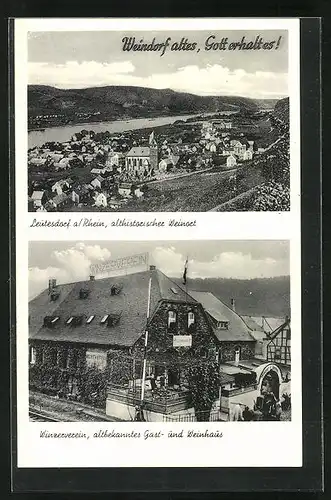 AK Leutesdorf a. Rhein, althistorischer Weinort und der Winzerverein, altbekanntes Gast- und Weinhaus