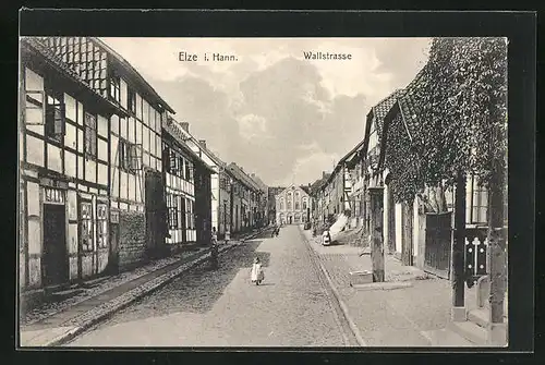 AK Elze i. Hann, Wallstrasse mit Anwohnern