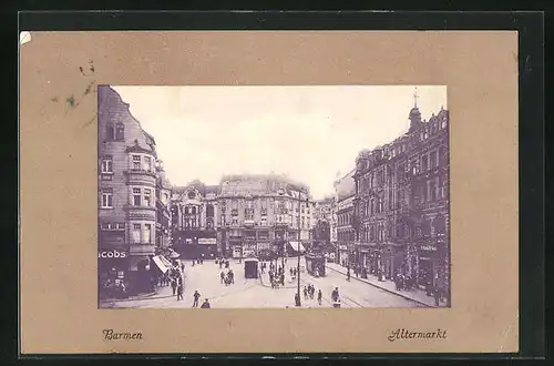 AK Barmen, Blick auf den Altermarkt, Strassenbahn