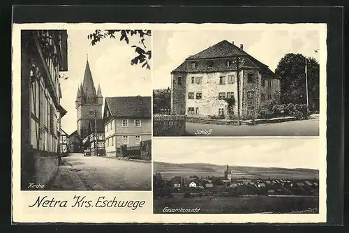 AK Netra, Gesamtansicht, Kirche und Schloss