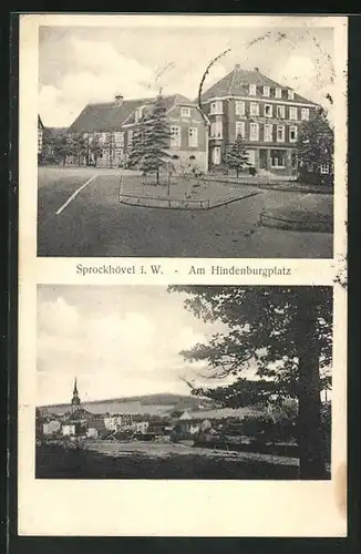 AK Sprockhövel i. W., am Hindenburgplatz, Ortspanorama