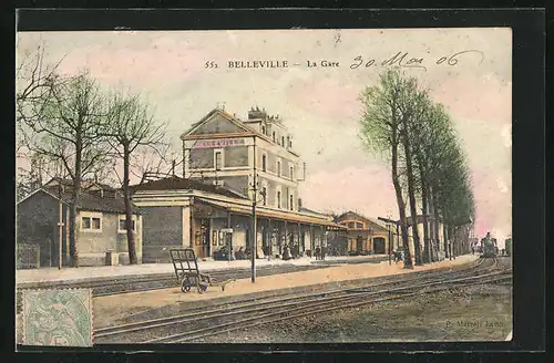 AK Belleville, vue et la Gare