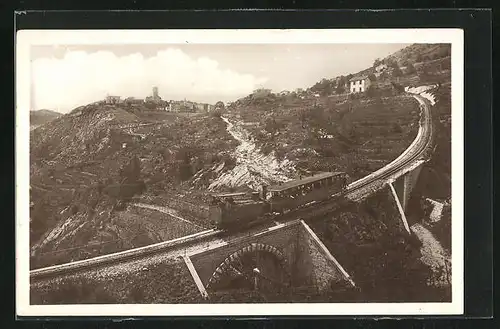 AK La Turbie, Chemin de fer à crèmaillère de Monte-Carlo, le grand Cintre, Bergbahn