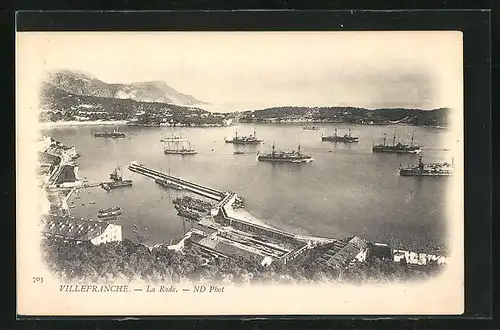 AK Villefranche, La Rade, Kriegsschiffe im Hafen