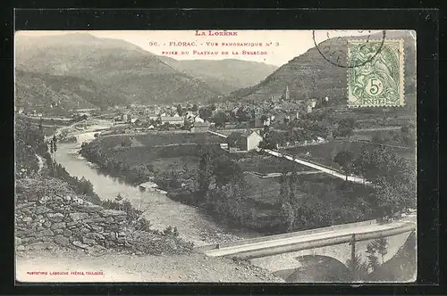 AK Florac, Vue Panoramique, prise du Plateau de la Bessède