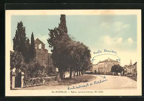 AK Ste-Bazeille, Eglise, époque romane