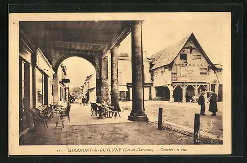 AK Miramont-de-Guyenne, Couverts et rue