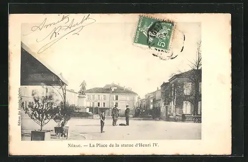 AK Nérac, La Place de la statue d`Henri IV