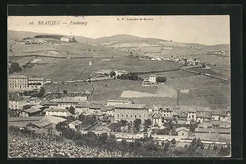 AK Beaujeu, Faubourg, Teilansicht aus der Vogelschau