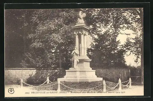 AK Belleville-sur-Saone, Monument aux Morts de la Grande Guerre 1914-1918