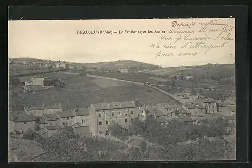 AK Beaujeu, le faubourg et les écoles