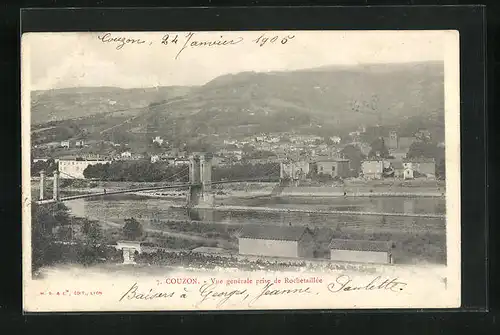 AK Couzon, Vue générale prise de Rochetaillée