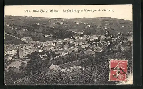 AK Beaujeu, Le Faubourg et Montagne de Charnay