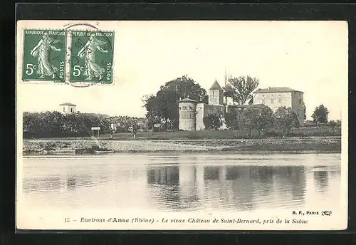 AK Anse, Le vieux Château de Saint-Bernard, pris de la Saône