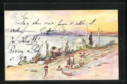 Künstler-AK Constantinople, Vue du Port