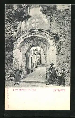 AK Bordighera, Porta Sotana e Via Dritta