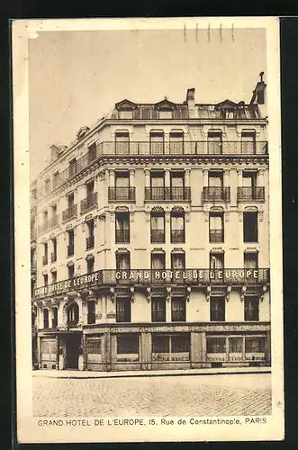 AK Paris, Grand Hotel de l`Eurpoe, Rue de Constantinople