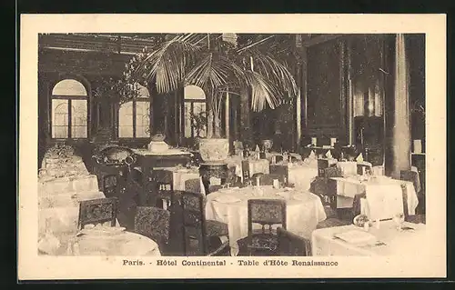 AK Paris, Hotel Continental, Table d'Hote Renaissance