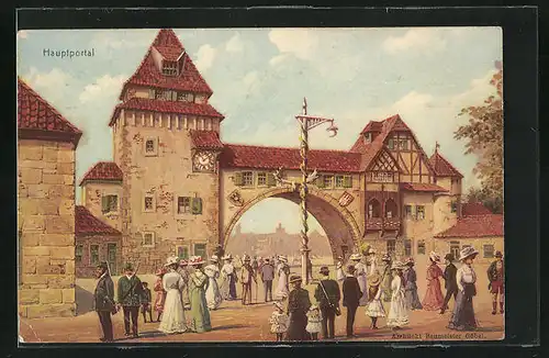AK Hamburg, 16. Deutsches Bundesschiessen 1909, Hauptportal des Festplatzes