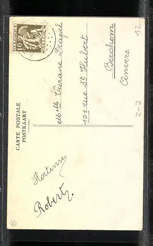 AK Briefmarkencollage, Frau im Kleid