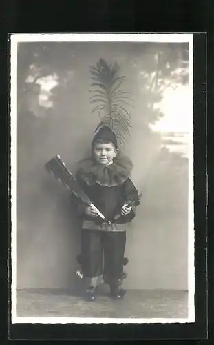 AK Carneval 1927, Kind in Kostüm, Fasching