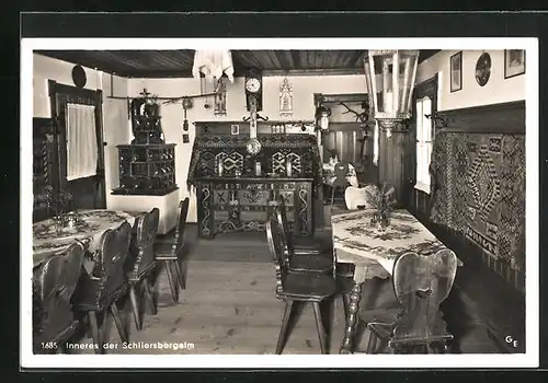 AK Schliersee, Inneres vom Gasthof Schliersbergalm