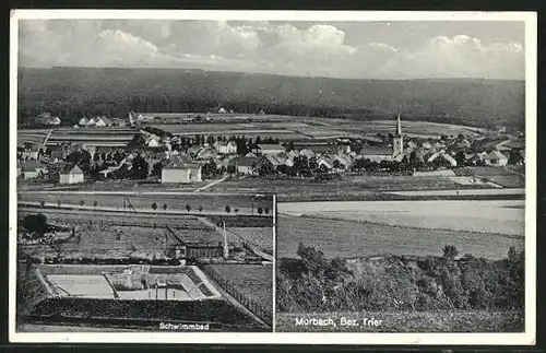 AK Morbach, Ortsansicht mit Teilansicht auf Schwimmbad