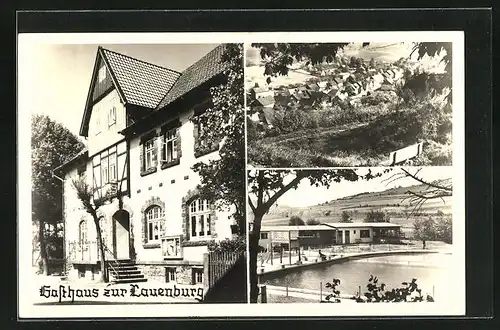 AK Lauenberg, Gasthaus zur Lauenburg, Totalansicht, Schwimmbad