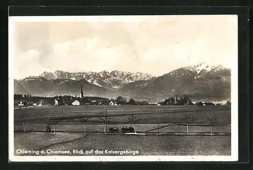 AK Chieming a. Chiemsee, Blick auf das Kaisergebirge