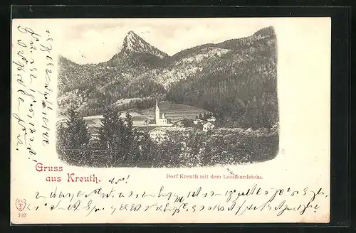 AK Kreuth, Dorf Kreuth mit Blick auf Leonhardstein