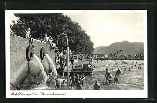 AK Bad Hönningen / Rhein, Thermalschwimmbad im Sommer mit Badegästen