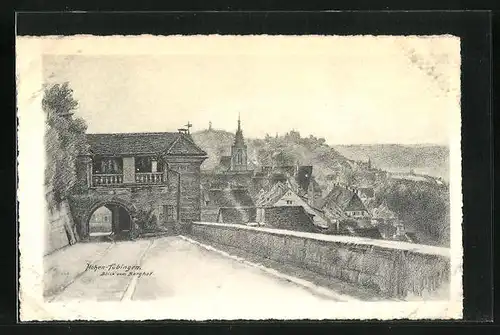 Künstler-AK Hohen-Tübingen, Blick vom Burghof