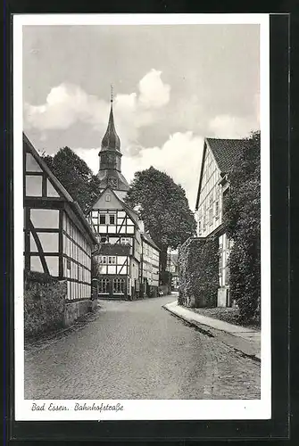 AK Bad Essen, Bahnhofstrasse mit Blick zur Kirche