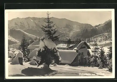 AK Schliersee, Polizeiheim am Spitzing im Schnee