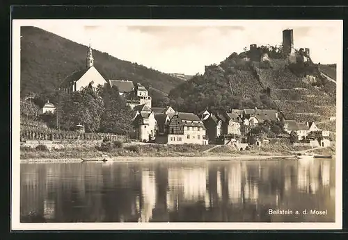 AK Beilstein / Mosel, Ortspartie am Flussufer