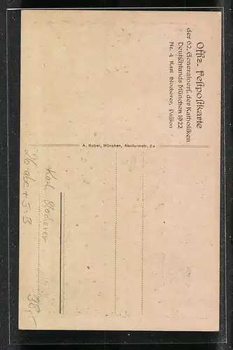 Künstler-AK sign. Karl Blocherer: München, 62. Generalvers. der Katholiken Deutschlands 1922, Passion Christi