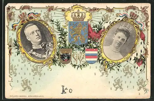 Präge-AK Prinz und Königin von den Niederlanden