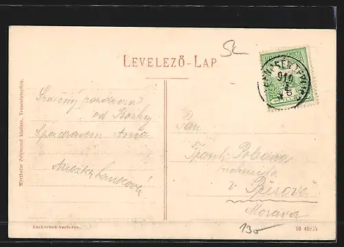 AK Trencsen, Blick von der Brücke zur Festung