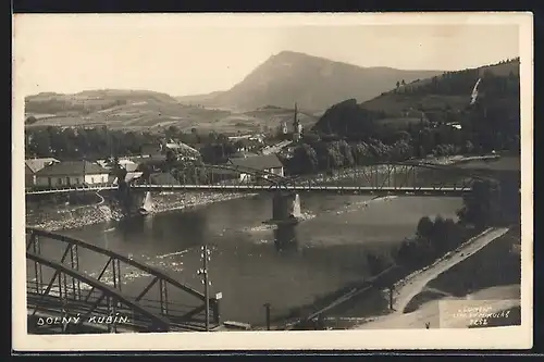 AK Dolny Kubin, Teilansicht mit Brücke