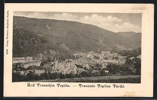 AK Bad Trenschin Teplitz, Ortsansicht mit umliegenden Hügeln