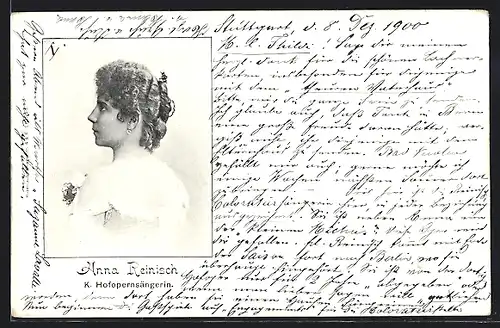 AK Opernsängerin Anna Reinisch mit Haarknoten
