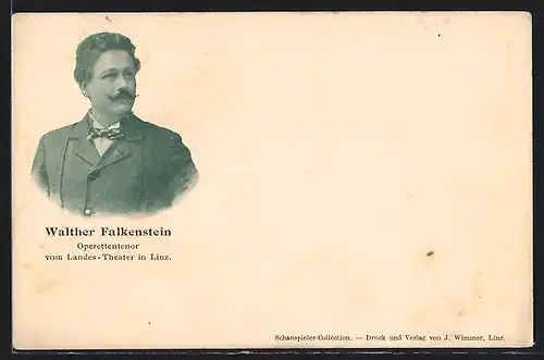 AK Linz, Landes-Theater, Schauspieler Walther Falkenstein, Oprettentenor
