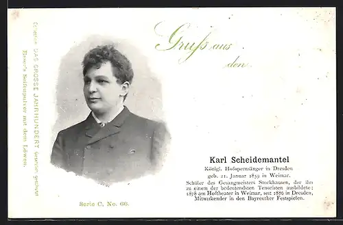 AK Opernsänger Karl Scheidemantel, Königlicher Hofopernsänger in Dresden