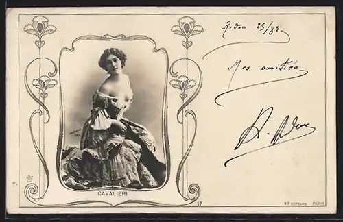 AK Opernsängerin Cavaliéri im Bühnenkleid