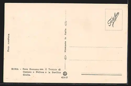 AK Rom, Foro Romano con il Tempio di Castore e Polluce e la Basilica Giulia